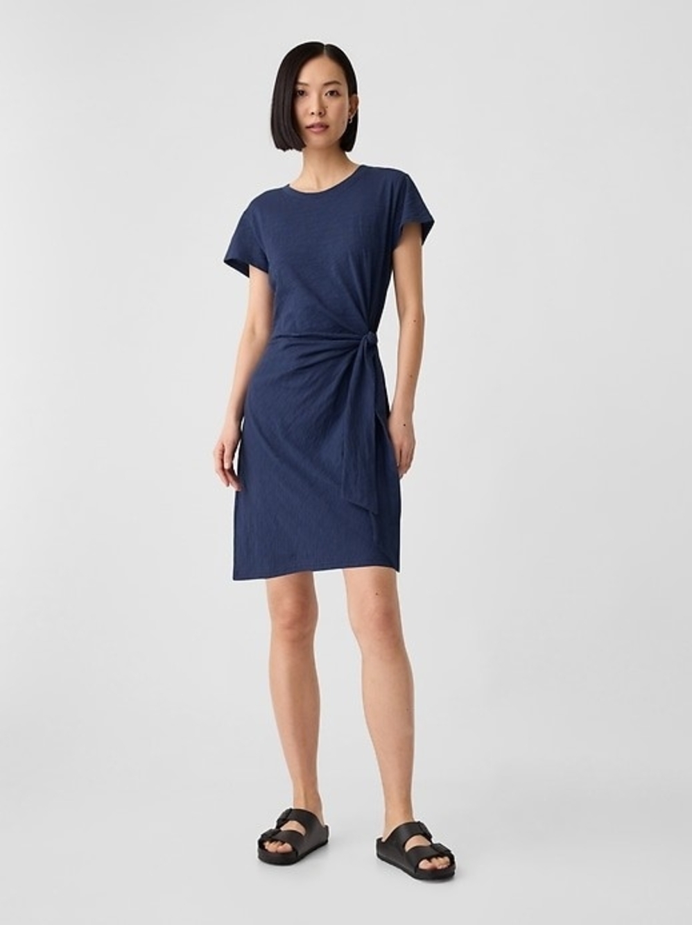 GAP Navy Short-Sleeve Side-Knot Mini Dress
